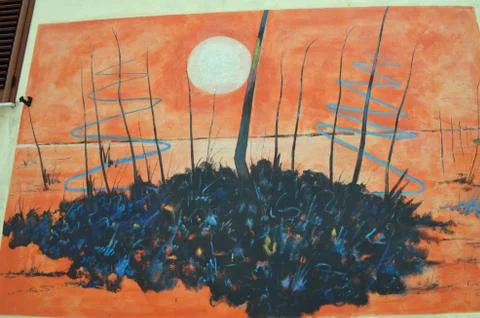 ORGOSOLO ITALY 4 October 2015 Murales in Orgosolo Italy Since about 1969 the  Stock Photos