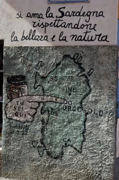ORGOSOLO ITALY 4 October 2015 Murales in Orgosolo Italy Since about 1969 the  Stock Photos