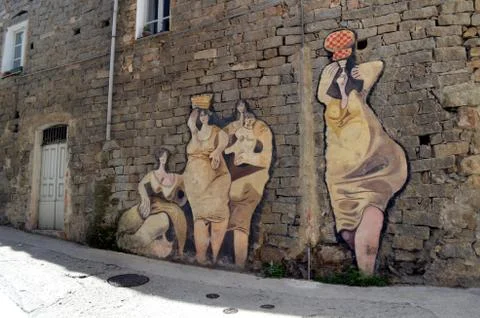 ORGOSOLO ITALY 4 October 2015 Murales in Orgosolo Italy Since about 1969 the  Stock Photos