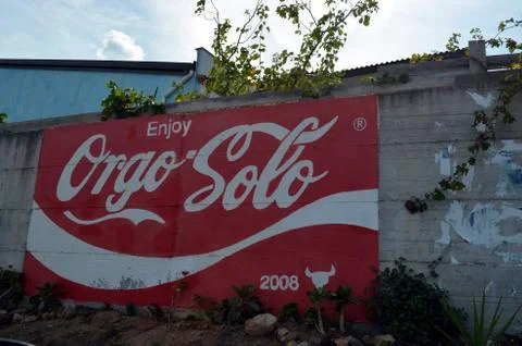 Orgosolo, Sardinia Italy  4 October 2015 ironic mural at the entrance to Orgo Stock-Fotos