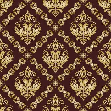 Orient Damask Seamless Background With Arabesques Stock Illustration