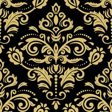 Orient Damask Seamless Background With Arabesques Stock Illustration