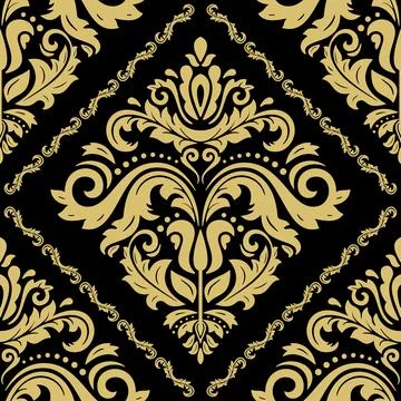 Orient Damask Seamless Background With Arabesques Stock Illustration