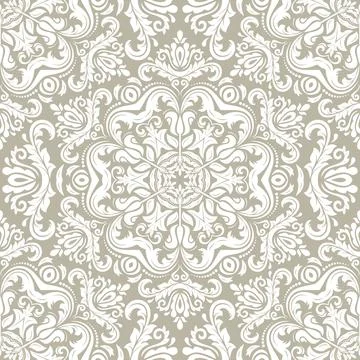 Orient Damask Seamless Background With Arabesques Stock Illustration