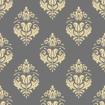 Orient Damask Seamless Vector Background With Arabesques Stock Illustration