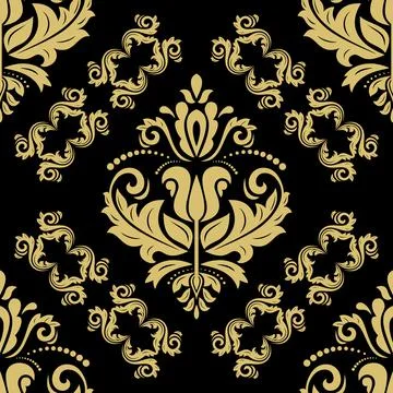 Orient Damask Seamless Vector Background With Arabesques Stock Illustration