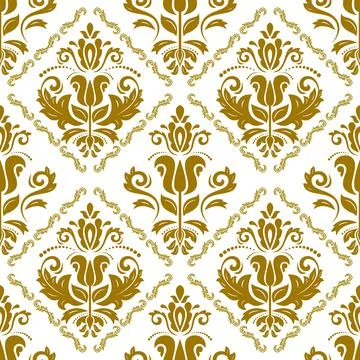 Orient Damask Seamless Vector Background With Arabesques Stock Illustration