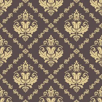 Orient Damask Seamless Vector Background With Arabesques Stock Illustration