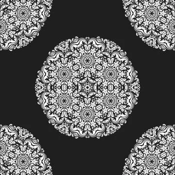 Orient Damask Seamless Vector Background With Arabesques Stock Illustration