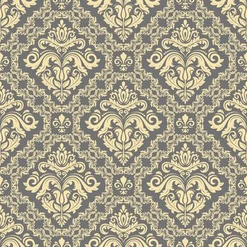 Orient Damask Seamless Vector Background With Arabesques Stock Illustration