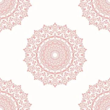 Orient Damask Seamless Vector Background With Arabesques Stock Illustration