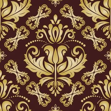 Orient Damask Seamless Vector Background With Arabesques Stock Illustration