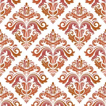 Orient Damask Seamless Vector Wallpaper With Arabesques Stock Illustration