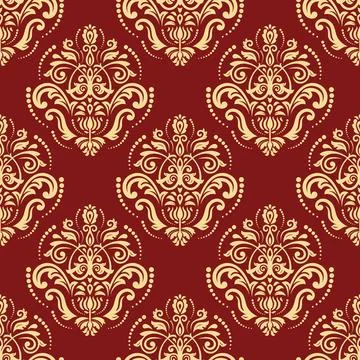 Orient Damask Seamless Vector Wallpaper With Arabesques Stock Illustration