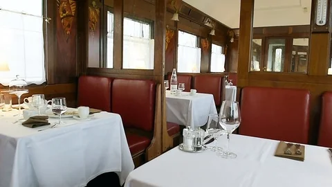 Orient Express restaurant train wagon Stock Footage 72328825