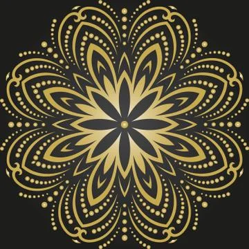 Oriental Abstract Golden Round Pattern 스톡 일러스트