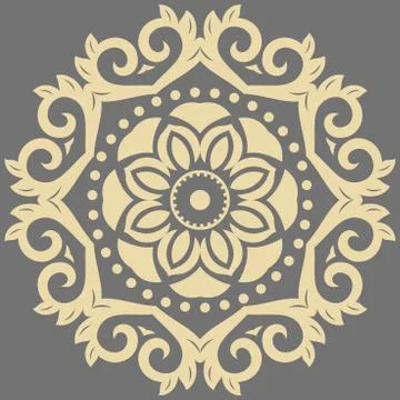 Oriental Abstract Golden Round Pattern Stock Illustration