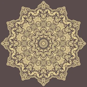 Oriental Abstract Round Golden Pattern Stock Illustration