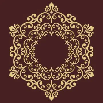 Oriental Abstract Round Golden Pattern Stock Illustration