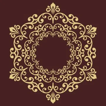 Oriental Abstract Vector Round Golden Pattern Illustrazione stock