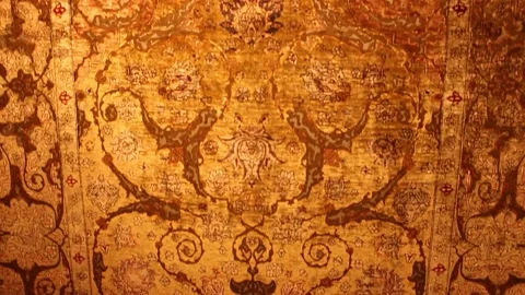 Oriental Ancient Carpet with Beautiful Pattern Stock Footage 90232176