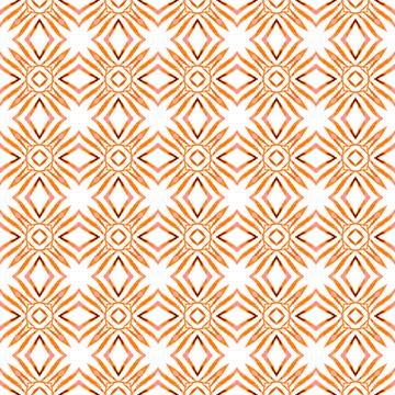 Oriental arabesque hand drawn border. Orange Stock Illustration
