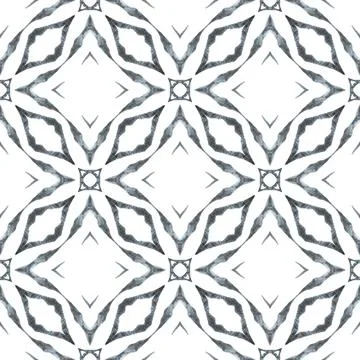 Oriental arabesque hand drawn border. Black and Illustrazione stock