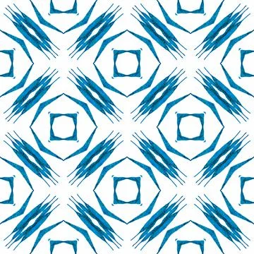 Oriental arabesque hand drawn border. Blue Stock Illustration