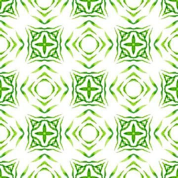 Oriental arabesque hand drawn border. Green 스톡 일러스트