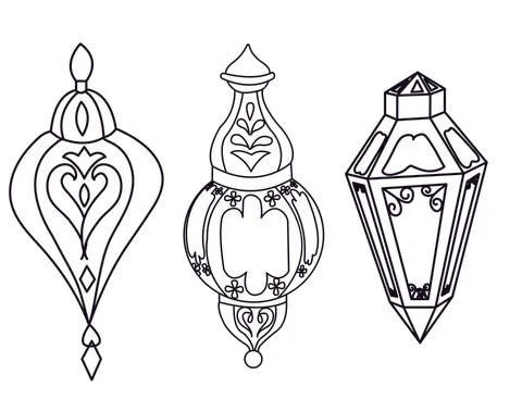 Oriental Arabic  lantern. Christmas tree toy, decoration. Stock Illustration