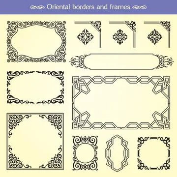 Oriental asian borders and frames Stock Illustration