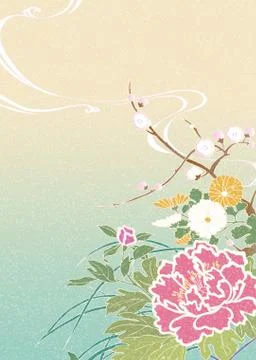 Oriental background with flower Stock Illustration