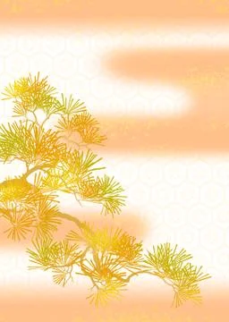 Oriental background with Japanese traditional pattern with pine branch Stock Illustration