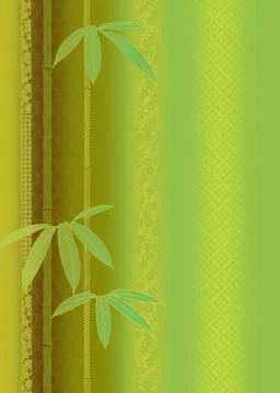 Oriental background with Japanese traditional pattern and bamboo leaf Stock Illustration