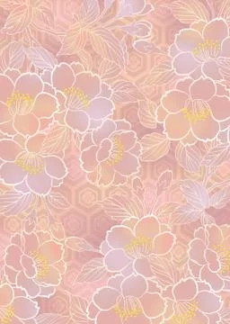 Oriental background with Japanese traditional pattern and cherry blossom Illustrazione stock