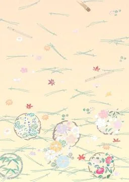 Oriental background with pine needles Illustrazione stock