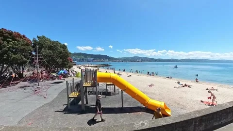 Oriental Bay playground Stock Footage 229674162