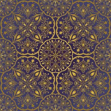 Oriental blue and gold pattern. Stock Illustration