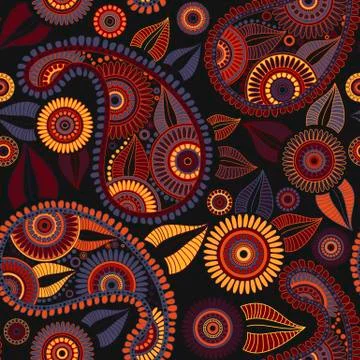 Oriental bright ornate seamless pattern Stock Illustration