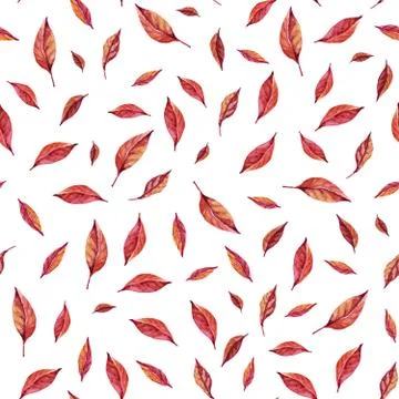 Oriental cherry leaves pattern. Watercolor seamless illustration. Ideal for Illustrazione stock