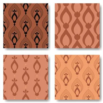 Oriental desert style seamless pattern set with warm terracotta color. イラスト素材