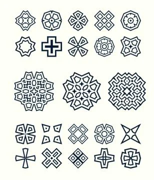 Oriental design elements set. Easy to create seamless pattern Stock Illustration