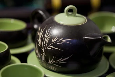 Oriental designed tea pot Stock Photos