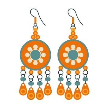 Oriental Earrings Icon in Flat Design Stock Illustration