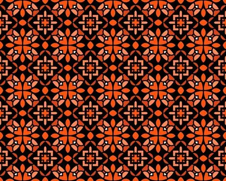 Oriental ethnic seamless repeatable pattern traditional geometric lines stripes 库存插图