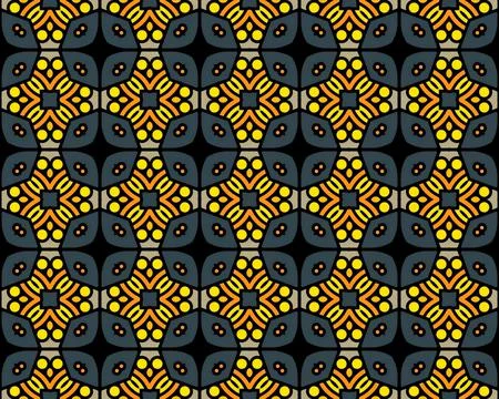 Oriental ethnic seamless repeatable pattern traditional geometric lines stripes 库存插图