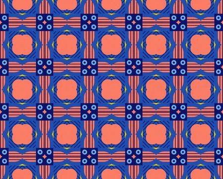Oriental ethnic seamless repeatable pattern traditional geometric lines stripes Stockillustratie