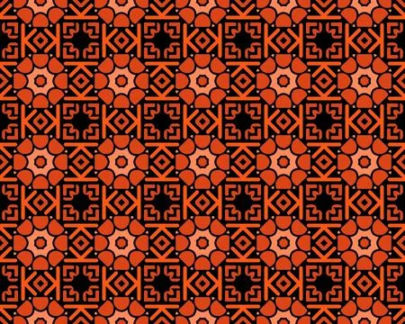 Oriental ethnic seamless repeatable pattern traditional geometric lines stripes Stock Illustration