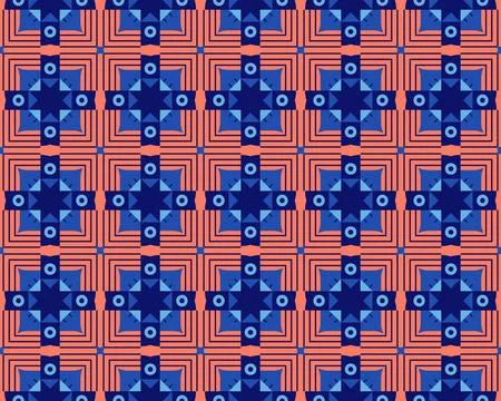 Oriental ethnic seamless repeatable pattern traditional geometric lines stripes Stock Illustration