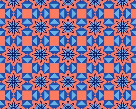 Oriental ethnic seamless repeatable pattern traditional geometric lines stripes Stock Illustration